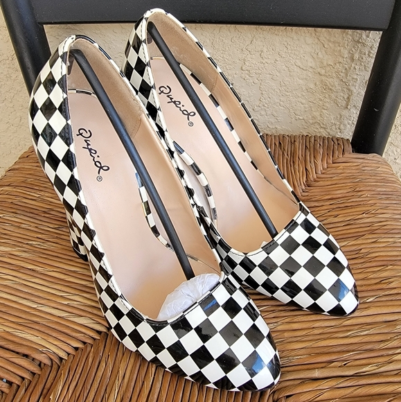 Qupid Shoes - Qupid checkered heels